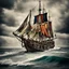 Placeholder: dramatic vintage color photograph, Odysseus lashed to mast of a Homeric galley ship, color splash, dramatic, complex contrast, dynamic composition; masterpiece, sfumato, sinister,