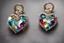 Placeholder: Coloured glass heart earring set with gemstones, glittering metal stems and gemstone leaves sharp focus elegant extremely detailed intricate very attractive beautiful dynamic lighting fantastic view crisp quality exquisite detail gems and jewels S<AI in sunshine Weight:1 Professional photography, bokeh, natural lighting, canon lens, shot on dslr 64 megapixels sharp focus Weight:0.9