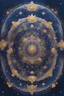 Placeholder: Generate a celestial-themed mandala with deep blue hues, accented by shimmering gold and silver details. Emphasize symmetry and intricate patterns inspired by cosmic elements