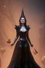 Placeholder: Geena Davis as evil queen in black leather gown, evil, busty, cleavage, curvy, angry, stern look. character design by cory loftis, fenghua zhong, ryohei hase, ismail inceoglu and ruan jia. unreal engine 5, artistic lighting, highly detailed, photorealistic, fantasy