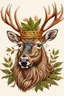 Placeholder: An elk wearing a royal Crown made of leaves.