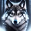 Placeholder: black wolf, blue, masterpiece, expert, 8K, hyperrealism, sharp focus, cinematic lighting