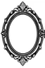 Placeholder: silhouette of a heavy wood ornamental oval picture frame, black on white vector