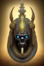 Placeholder: black male African Egyptian alien, cracks in the voodoo head, wicked, eyes, crown, Elephant, 8k, finely detailed, photo realistic, tiger turquoise skull head gold dragon space alien snow skeleton gold gorilla silver crown silver eyes