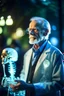 Placeholder: portrait of flashy transparent old man scientist in the zoo showing of his glowing skeleton, zeiss prime lens, bokeh like f/0.8, tilt-shift lens 8k, high detail, smooth render, down-light, unreal engine, prize winning