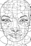 Placeholder: Outline art for coloring page, ROUND FLAT NOSE WOMAN'S FACE IN A PUZZLE, coloring page, white background, Sketch style, only use outline, clean line art, white background, no shadows, no shading, no color, clear