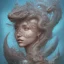 Placeholder: sango fantasy, fantasy magic, intricate, sharp focus, illustration, highly detailed, digital painting, concept art, matte, artgerm and paul lewin and kehinde wiley, masterpiece sexy lips Asian afro lips black African lady body mermaid turquoise Dragon head silver space lady sea under water mermaid pretty skull