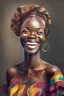 Placeholder: Beautiful african woman smiling , wearing a dress