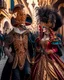 Placeholder: Pareja hombre y mujer con disfraz en el carnaval de Venezia caminando por Venezia mascara vestido hasta el suelo pantalones gráfica 2d hiperdetallada intricadas finamente detallada 8k