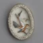 Placeholder: ivory brooch of a kingfisher, decorative design, classical ornament, bilateral symmetry, highly detailed etching, marble carving