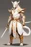 Placeholder: Full Body, White Dragonborn, Monk, Fighter Pose, White and Gold outfit colour theme,