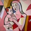 Placeholder: piccasso cubism pink woman and child