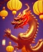 Placeholder: cute baby chinese dragon surrounded by lanterns, colorful detailed photo realistic 3d pixar render 4k, trending on artstation