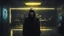 Placeholder: Create an image of a mysterious character dressed in black clothes, with no visible face, instead wearing an anonymous Guy Fawkes mask. The setting is a YouTuber’s room with a dark, moody vibe, enhanced by yellow LED or holographic lights. Include elements reminiscent of the Matrix, such as digital rain or code streams in the background. The room should have typical YouTuber attributes like a gaming chair, a computer setup with multiple monitors, and dimly lit by the ambient lights. 4k resolutio