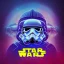 Placeholder: logo with only the letters 'STAR WARS', psychedelic