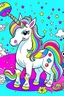 Placeholder: kids illustration, an unicorn image, cartoon style, thick line, low details, vivid color