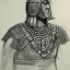 Placeholder: pencil and charcoal portait sketch of king raedwald with sutton hoo helmet