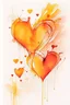 Placeholder: Hearts abstract wet watercolour in the style of Agnes Cecile with thin sketchy pencil lines, red orange yellow