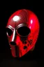 Placeholder: Create a metal mask that covers the bottom half of the face. The eye openings should be recessed and obscure the wearer’s eyes, showing them as glowing red. It should be gunmetal gray color and have symmetrical holes over the mouth area that glow slightly red. It should be worn by a rabbit and have a black hood