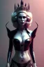 Placeholder: Constance Langdon as evil queen in black leather, leather, busty, cleavage, angry, stern look. character design by cory loftis, fenghua zhong, ryohei hase, ismail inceoglu and ruan jia. unreal engine 5, artistic lighting, highly detailed, photorealistic, fantasy