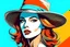 Placeholder: beautiful woman in hat in pop art style vector