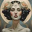 Placeholder: a large painting of a woman's face on a wall, mucha klimt and tom bagshaw, this painting is a large canvas, realistic art deco, large painting, mark brooks and brad kunkle, beauty art nouveau woman, elegant art, hyperrealistic art nouveau, big canvas art, female art, by John Keane, art deco painting, art. art deco