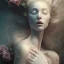 Placeholder: woman lying on satin pilow with closed eyes and cobwebs on face, hands crossed on chest holding roses, 8k, high-quality, fine-detail, intricate, sharp, crisp, digital art, detailed matte, illustration, octane render, brian froud, howard lyon, Anne Dittman, Anne Stokes, Lisa Parker, Selina French