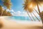Placeholder: A tranquil beach setting with clear blue waters, golden sand, and palm trees.