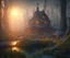 Placeholder: dynamic lighting, Intricately detailed, Splash screen art, deep color, Unreal Engine, volumetric lighting, dark fantasy artwork, dark swamp artwork, fantasy swamp artwork, cottage, night,