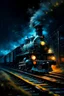 Placeholder: create a painting with a train by night