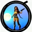 Placeholder: warrior lady with gun under the Moon