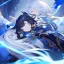 Placeholder: Genshin woman, Clear Focus High resolution, Calm Background, Light skinned woman, Black long beatiful hair, Dark blue sparkling eyes, Very Beatiful Face, Splash art, Battle Scene Epic, Sleeping Pose