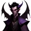 Placeholder: tiefling dnd, purple skin, bat wings, male, black hair, brown eyes