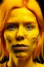 Placeholder: Girl face with yellow rubber effect in all image with orange sponge hair