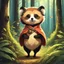 Placeholder: Adorable Tanuki: a half-tanuki half-human chick in the forest. she is a mythical animal creature