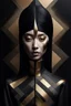 Placeholder: minimalism,amazingly beautiful surreal otherworldly fashion portrait,abstract painting of black and dark warm subtle colors with a subtle spray of gold,filled with a unique pattern of shapes and colors,dark patchwork background,Miki Asai Macro photography,hyper detailed,trending on artstation,sharp focus,studio photo,intricate details,highly detailed, Bruegel painting style