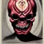 Placeholder: portrait, red skull of devil, many teeth, grotesque