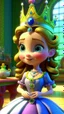 Placeholder: "Come one, come all," Princess Penelope cried, To the royal abode, where joy would reside. In her hand, a secret, a gift pure and sweet, Tea cups of wonder, a surprise hard to beat.cartoon,3D, friends