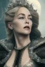 Placeholder: Sharon Stone as evil queen in black leather gown, cleavage, angry, dominant, emperious, stern look unreal 5, octane render,cinema4d, dynamic lighting, dramatic lighting, 4k, redshift render, highly detailed, hyper realistic