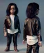 Placeholder: Rihanna toddler, full body, leather jacket, soft skin, dramatic lighting, hyper realistic