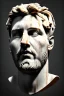 Placeholder: Ultra Realistic image, Roman sculpture buste, clean white marble material, Lionel Messi, gold Laurel leaves wreath, renaissance ornaments, one gold star, chisel style, waist up portrait, emperor style, epic, celestial, cinematic lighting, god light, 4k resolution, smooth details, ornate details, soft lighting, unreal engine 5, art station, substance 3d, art concept.