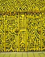 Placeholder: A light yellow lightning temple painted by Keith Haring