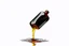 Placeholder: a plastic motor oil bottle floating on side pouring out oil the opening. white background, Smooth vector