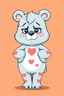 Placeholder: labubu dressed as a grumpy care bear, cartoon on solid background color