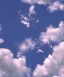 Placeholder:  grand etoile cristalline, grands nuages cumulus rose et bleu, etoile dans leciel