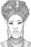 Placeholder: african girl face with beautiful hairstyle coloring page