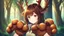 Placeholder: Girl and Boy, forest, ,deer hoof foots, brown hair,face,hoof hands