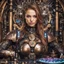 Placeholder: Front view half body gorgeous Realistic Photography beautiful super model Russian as playing Dj player with body full mechanical steampunk cyborg realistic beautiful woman hyper detailed