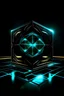 Placeholder: Tesseract from movie Loki, in the middle and with glow, background of picture black.