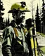 Placeholder: create picture: a civil engineer with a total station in wood nature, mesmerizing beautiful By Jean-Michel Basquiat —ar 2:3 —stylize 250 —v 5.2